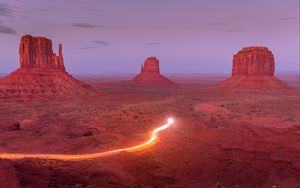 Preview wallpaper canyon, rock, glow, long exposure