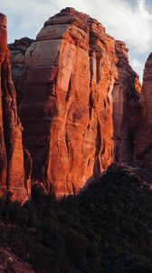 Preview wallpaper canyon, rock, mountains, bushes, sky