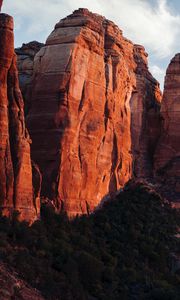 Preview wallpaper canyon, rock, mountains, bushes, sky