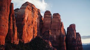 Preview wallpaper canyon, rock, mountains, bushes, sky