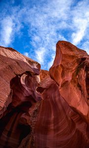 Preview wallpaper canyon, rock, sky, cave, bottom view