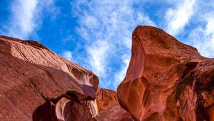 Preview wallpaper canyon, rock, sky, cave, bottom view