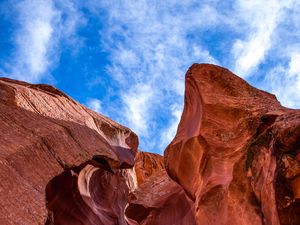 Preview wallpaper canyon, rock, sky, cave, bottom view