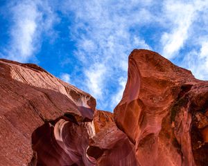 Preview wallpaper canyon, rock, sky, cave, bottom view