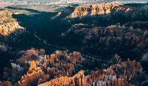 Preview wallpaper canyon, rocks, aerial view, river, forest, relief, landscape
