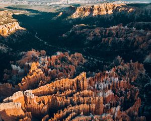 Preview wallpaper canyon, rocks, aerial view, river, forest, relief, landscape