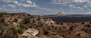 Preview wallpaper canyon, rocks, bushes, landscape, nature