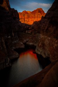 Preview wallpaper canyon, rocks, lake, water