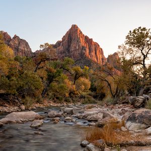 Preview wallpaper canyon, rocks, mountains, river, trees