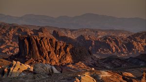 Preview wallpaper canyon, rocks, mountains, relief, sunset