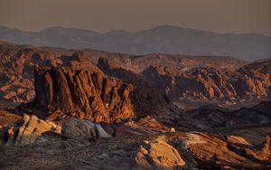 Preview wallpaper canyon, rocks, mountains, relief, sunset