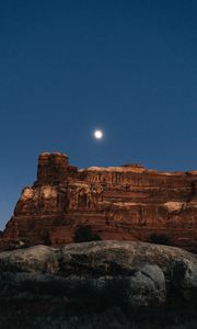 Preview wallpaper canyon, rocks, night, moon, landscape