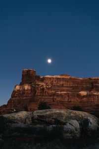 Preview wallpaper canyon, rocks, night, moon, landscape