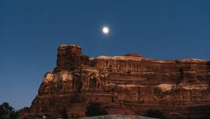 Preview wallpaper canyon, rocks, night, moon, landscape