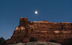 Preview wallpaper canyon, rocks, night, moon, landscape