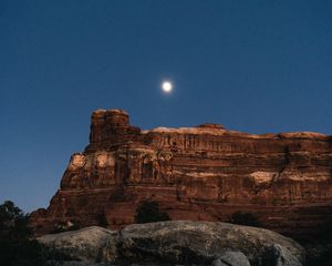 Preview wallpaper canyon, rocks, night, moon, landscape