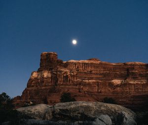 Preview wallpaper canyon, rocks, night, moon, landscape