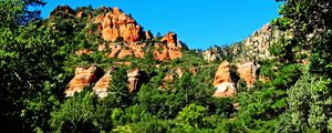 Preview wallpaper canyon, rocks, peaks, trees, landscape