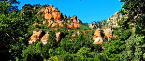 Preview wallpaper canyon, rocks, peaks, trees, landscape