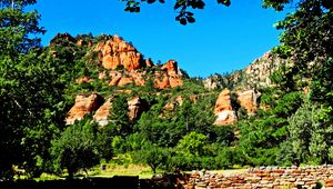 Preview wallpaper canyon, rocks, peaks, trees, landscape