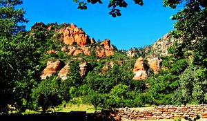 Preview wallpaper canyon, rocks, peaks, trees, landscape