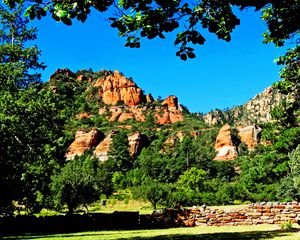 Preview wallpaper canyon, rocks, peaks, trees, landscape