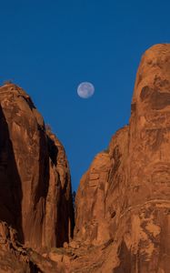 Preview wallpaper canyon, rocks, relief, moon, nature