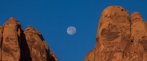 Preview wallpaper canyon, rocks, relief, moon, nature