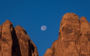 Preview wallpaper canyon, rocks, relief, moon, nature