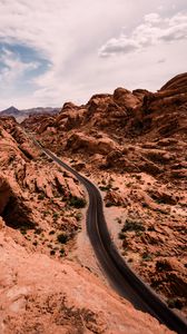 Preview wallpaper canyon, rocks, road, aerial view