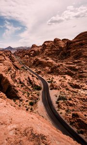 Preview wallpaper canyon, rocks, road, aerial view