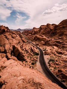 Preview wallpaper canyon, rocks, road, aerial view