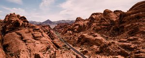 Preview wallpaper canyon, rocks, road, aerial view