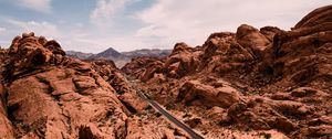 Preview wallpaper canyon, rocks, road, aerial view