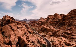 Preview wallpaper canyon, rocks, road, aerial view