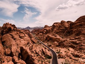 Preview wallpaper canyon, rocks, road, aerial view