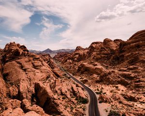 Preview wallpaper canyon, rocks, road, aerial view