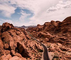 Preview wallpaper canyon, rocks, road, aerial view