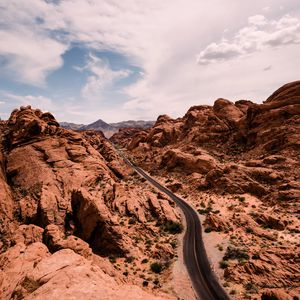 Preview wallpaper canyon, rocks, road, aerial view