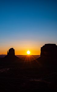 Preview wallpaper canyon, rocks, silhouettes, sunset, dark