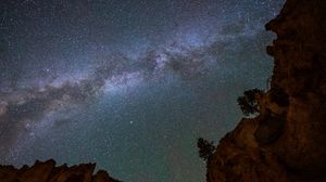 Preview wallpaper canyon, rocks, stars, night, sky