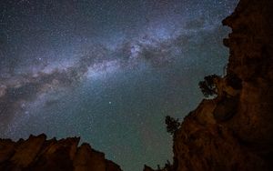 Preview wallpaper canyon, rocks, stars, night, sky