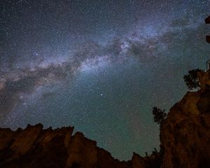 Preview wallpaper canyon, rocks, stars, night, sky