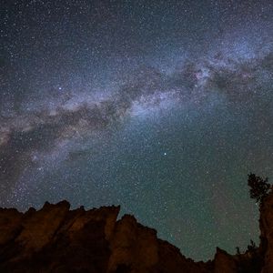 Preview wallpaper canyon, rocks, stars, night, sky