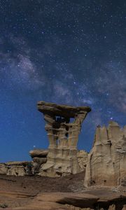 Preview wallpaper canyon, rocks, stars, sky, night