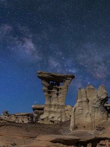 Preview wallpaper canyon, rocks, stars, sky, night