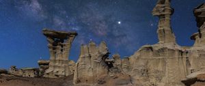 Preview wallpaper canyon, rocks, stars, sky, night