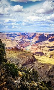 Preview wallpaper canyon, rocks, trees, nature, clouds