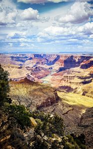 Preview wallpaper canyon, rocks, trees, nature, clouds