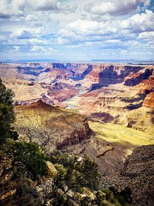 Preview wallpaper canyon, rocks, trees, nature, clouds